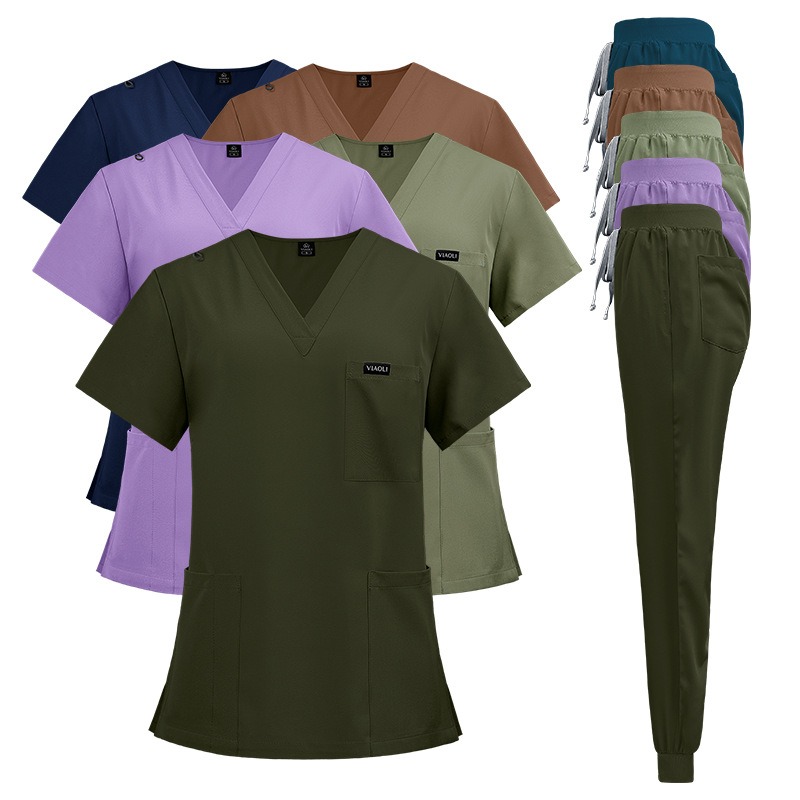 Medical Lab Gown - Unisex chirurgische scrubset met korte mouwen,